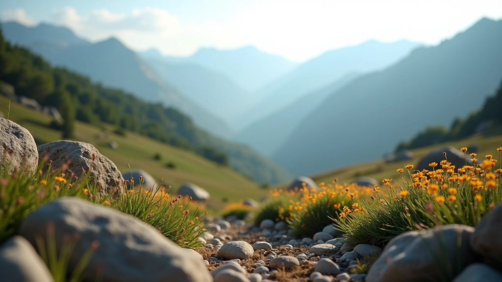 Photograph showing layered depth with clear foreground, middle ground, and background elements