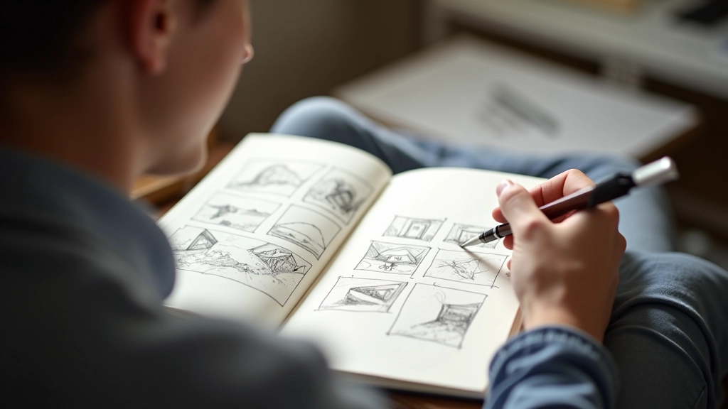 Gallery of simple digital sketches and studies showing progression from basic shapes to more detailed illustrations